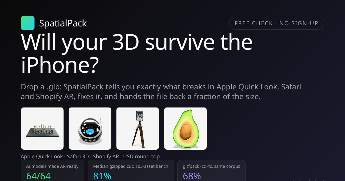 SpatialPack — glTF/GLB analyzer + optimizer